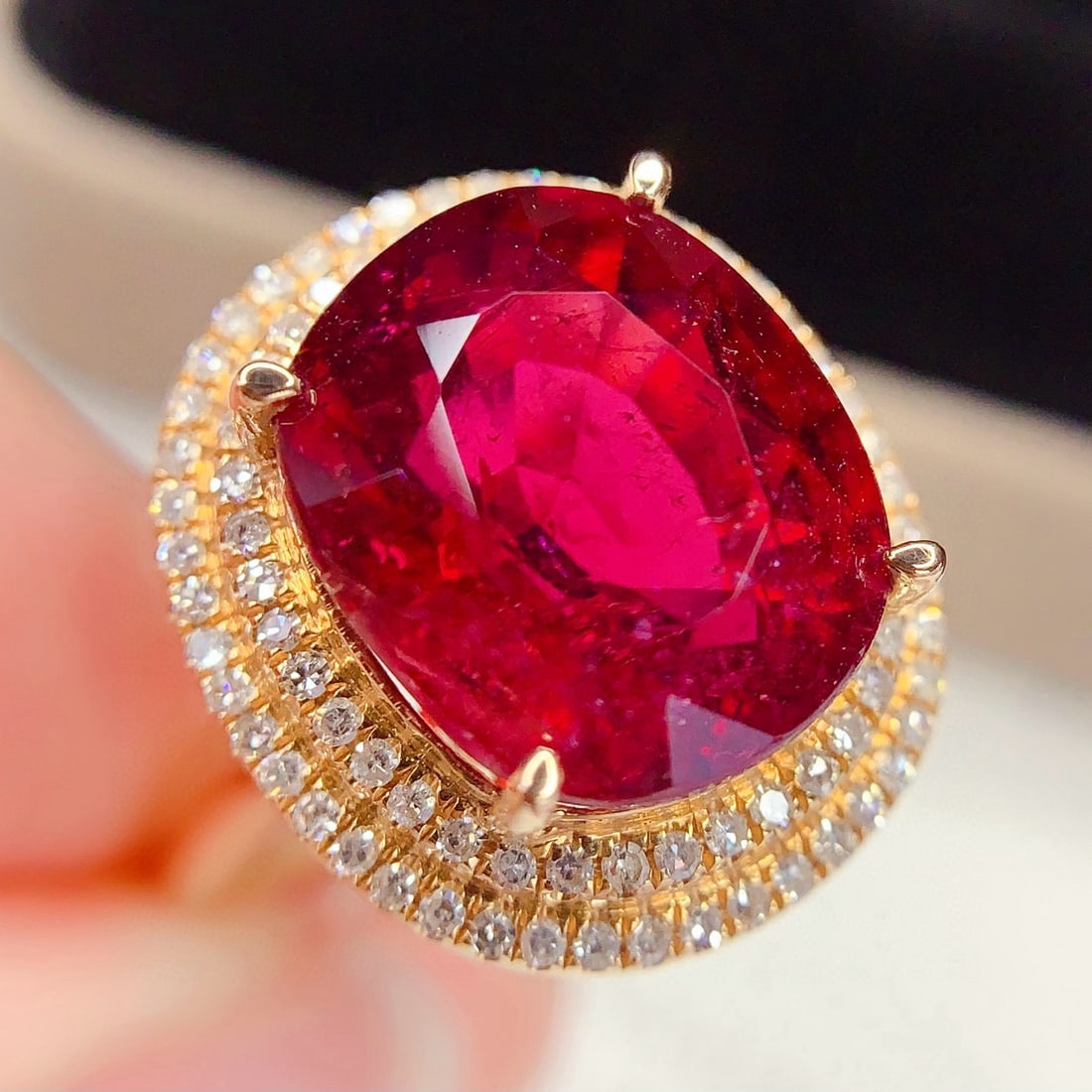 14k Gold 6.88 Ct Natural Tourmaline & Diamond Ring - 3