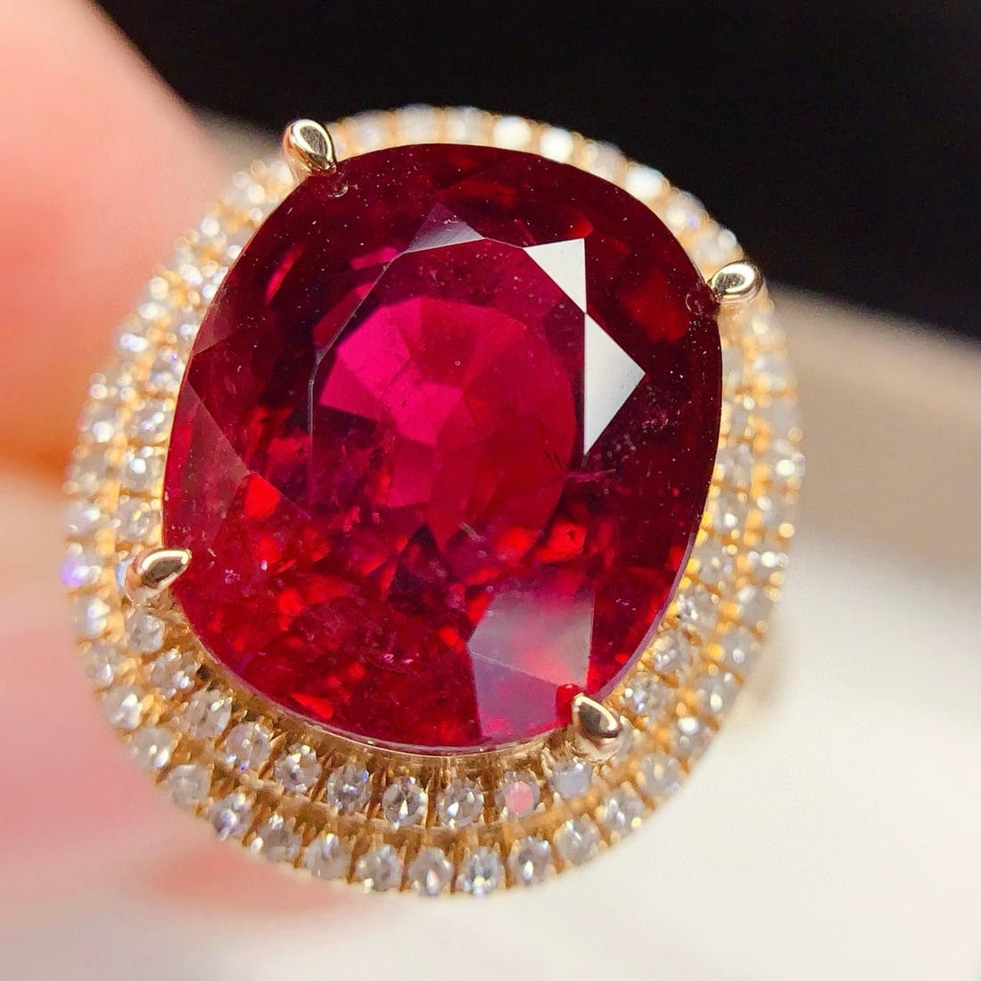14k Gold 6.88 Ct Natural Tourmaline & Diamond Ring - 4