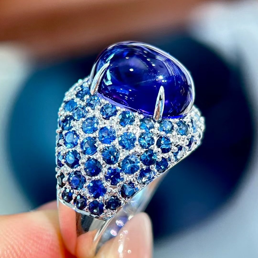14k Gold 14.01 Ctw Natural Tanzanite & Sapphire Ring - 2