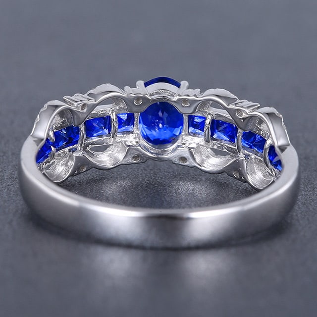 14k Gold 0.71 Ctw Natural Sapphire & Diamond Ring - 4