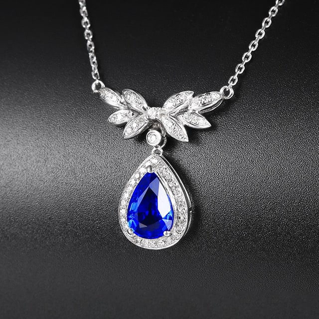 14k Gold 1.33 Ctw Natural Sapphire & Diamond Necklace - 2