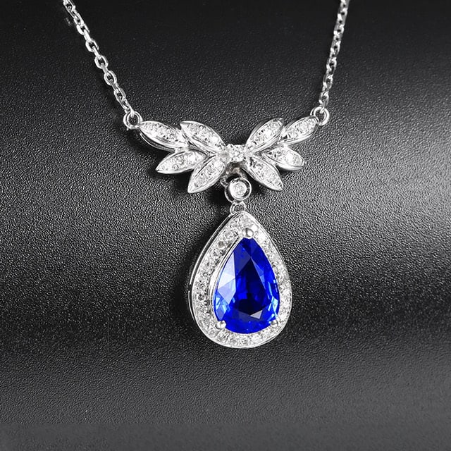 14k Gold 1.33 Ctw Natural Sapphire & Diamond Necklace - 3