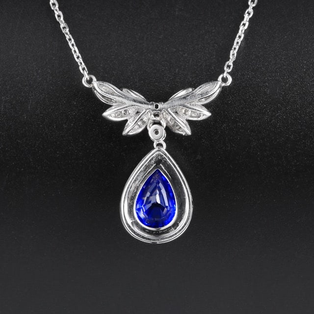 14k Gold 1.33 Ctw Natural Sapphire & Diamond Necklace - 4