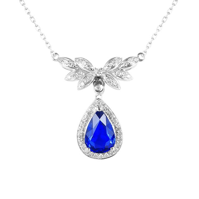 14k Gold 1.33 Ctw Natural Sapphire & Diamond Necklace - 5