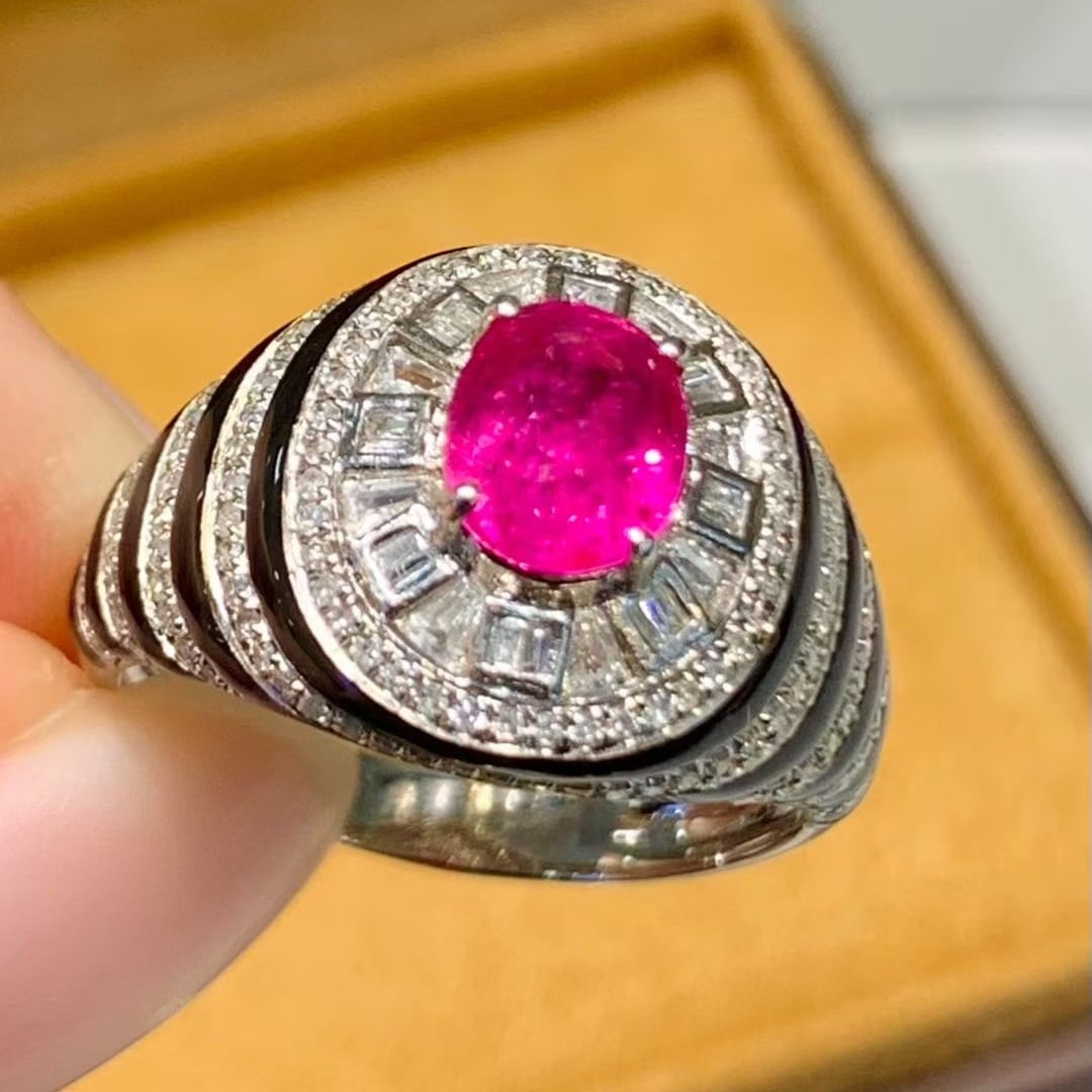 14k Gold 1.3 Ct Natural Ruby & Diamond Ring - 4