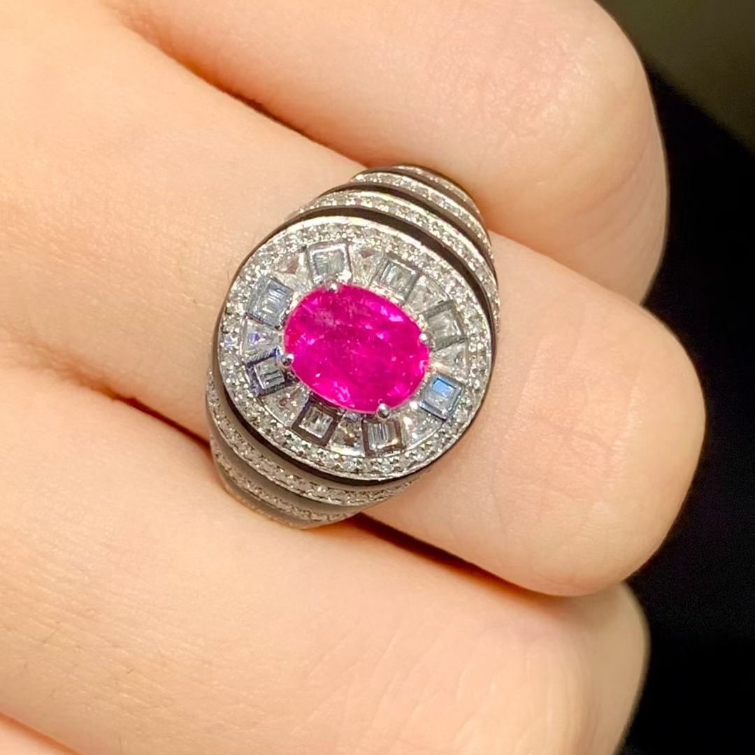 14k Gold 1.3 Ct Natural Ruby & Diamond Ring - 6
