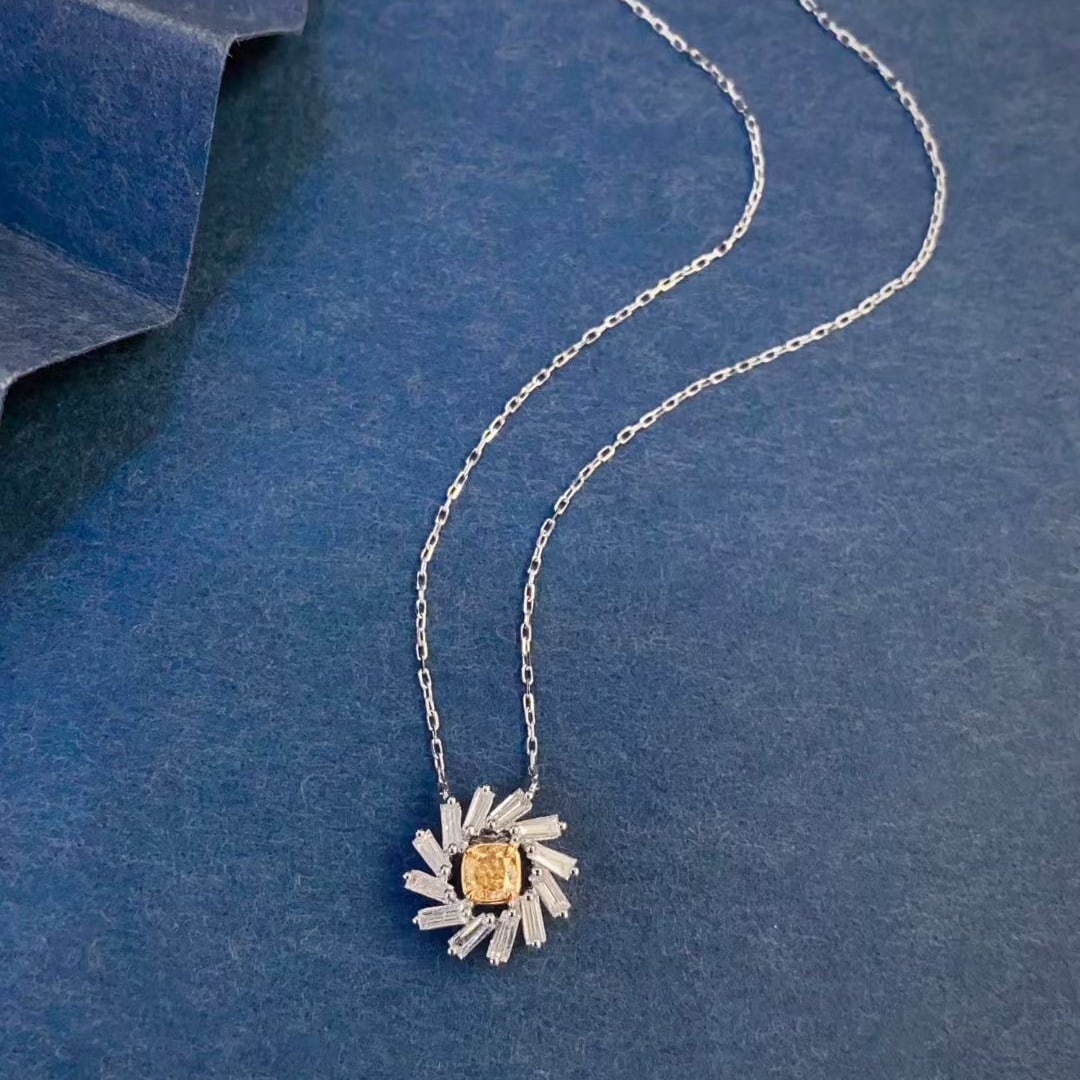 14k Gold 0.81 Ctw Natural Yellow Diamond & Diamond Necklace - 6