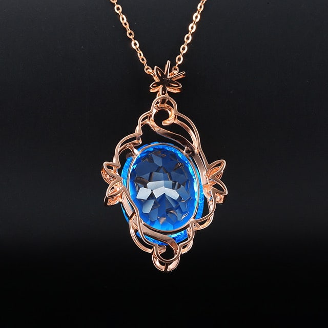 14k Gold 17.29 Ctw Natural Topaz & Diamond Pendant( Without Chain ) - 4