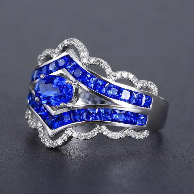 14k Gold 2.41 Ctw Natural Sapphire & Diamond Ring - 2
