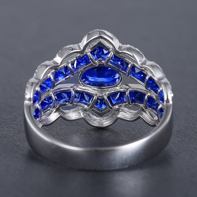 14k Gold 2.41 Ctw Natural Sapphire & Diamond Ring - 4