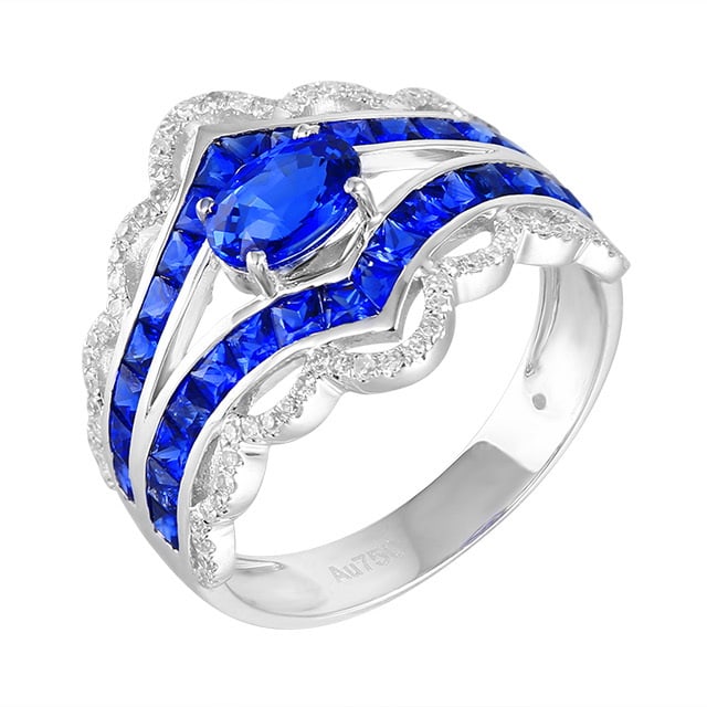 14k Gold 2.41 Ctw Natural Sapphire & Diamond Ring - 5