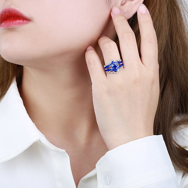 14k Gold 2.41 Ctw Natural Sapphire & Diamond Ring - 6