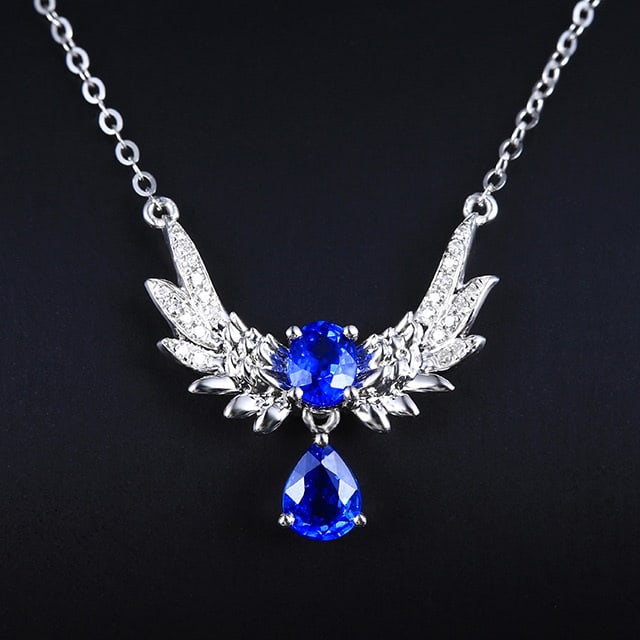 14k Gold 0.82 Ctw Natural Sapphire & Diamond Necklace: Ref:231053167 // gold content:14k gold // main gemstone:sapphire // shape:multiply // carat weight:0. 75ct // color:blue // treatment:natural // // adjacent gemstone 2 : diamond // number of