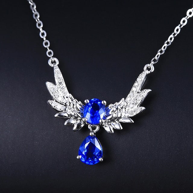 14k Gold 0.82 Ctw Natural Sapphire & Diamond Necklace - 2