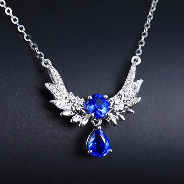14k Gold 0.82 Ctw Natural Sapphire & Diamond Necklace - 3