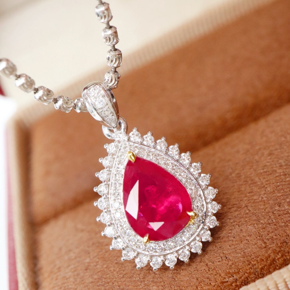 14k Gold 1.41 Ctw Natural Ruby & Diamond Pendant( Without Chain ) - 3