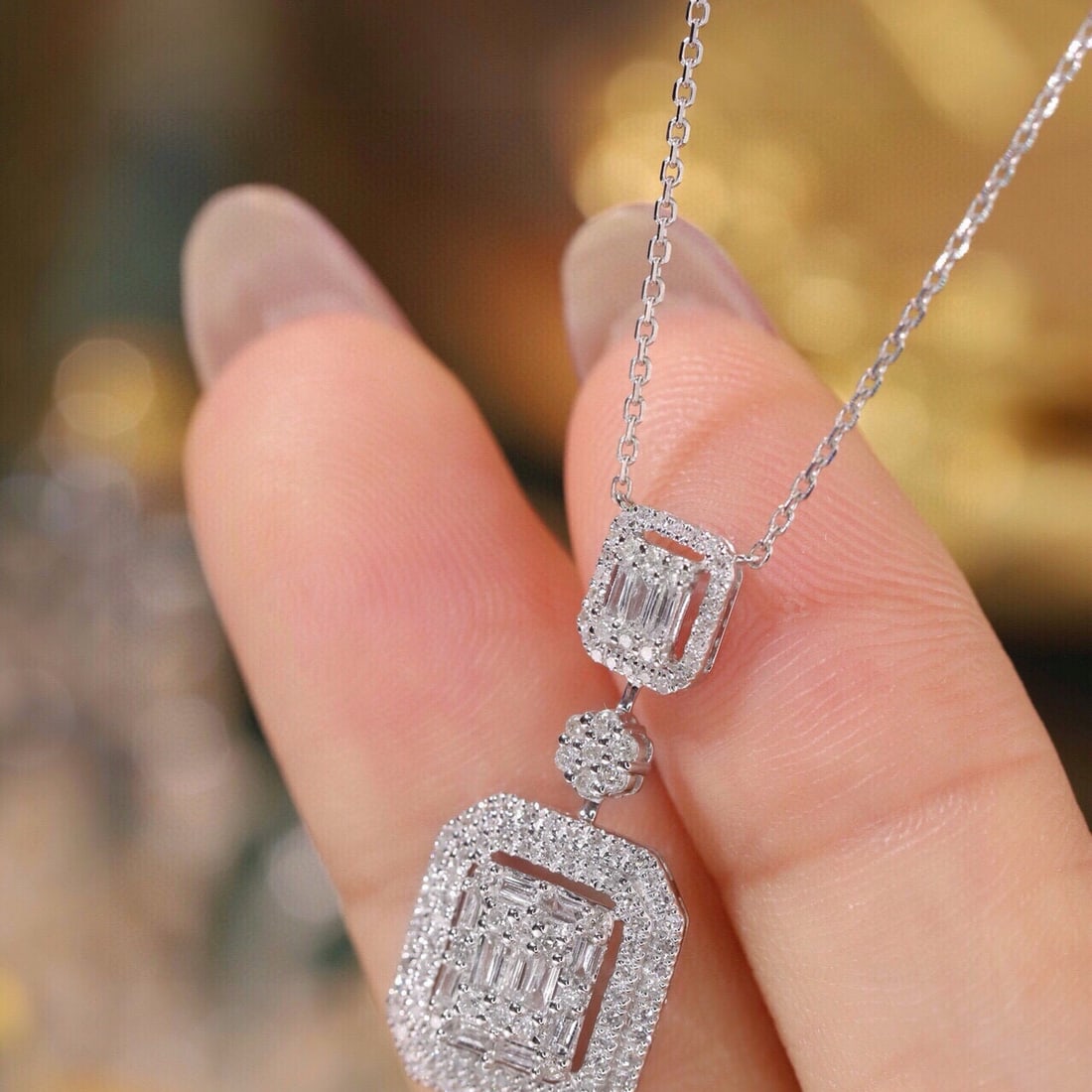 14k Gold 0.65 Ct Natural H Diamond Necklace - 3