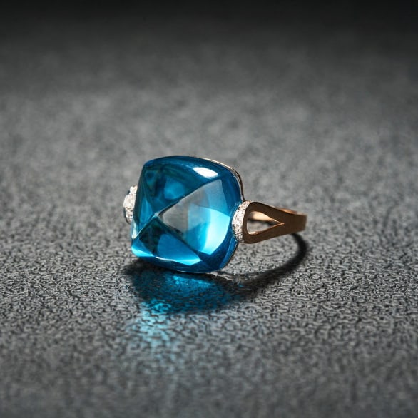 14k Gold 19.53 Ct Natural Topaz & Diamond Ring - 3