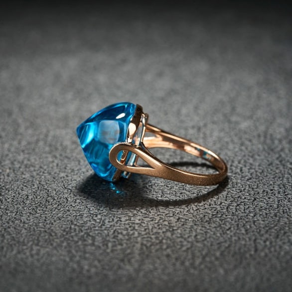 14k Gold 19.53 Ct Natural Topaz & Diamond Ring - 4