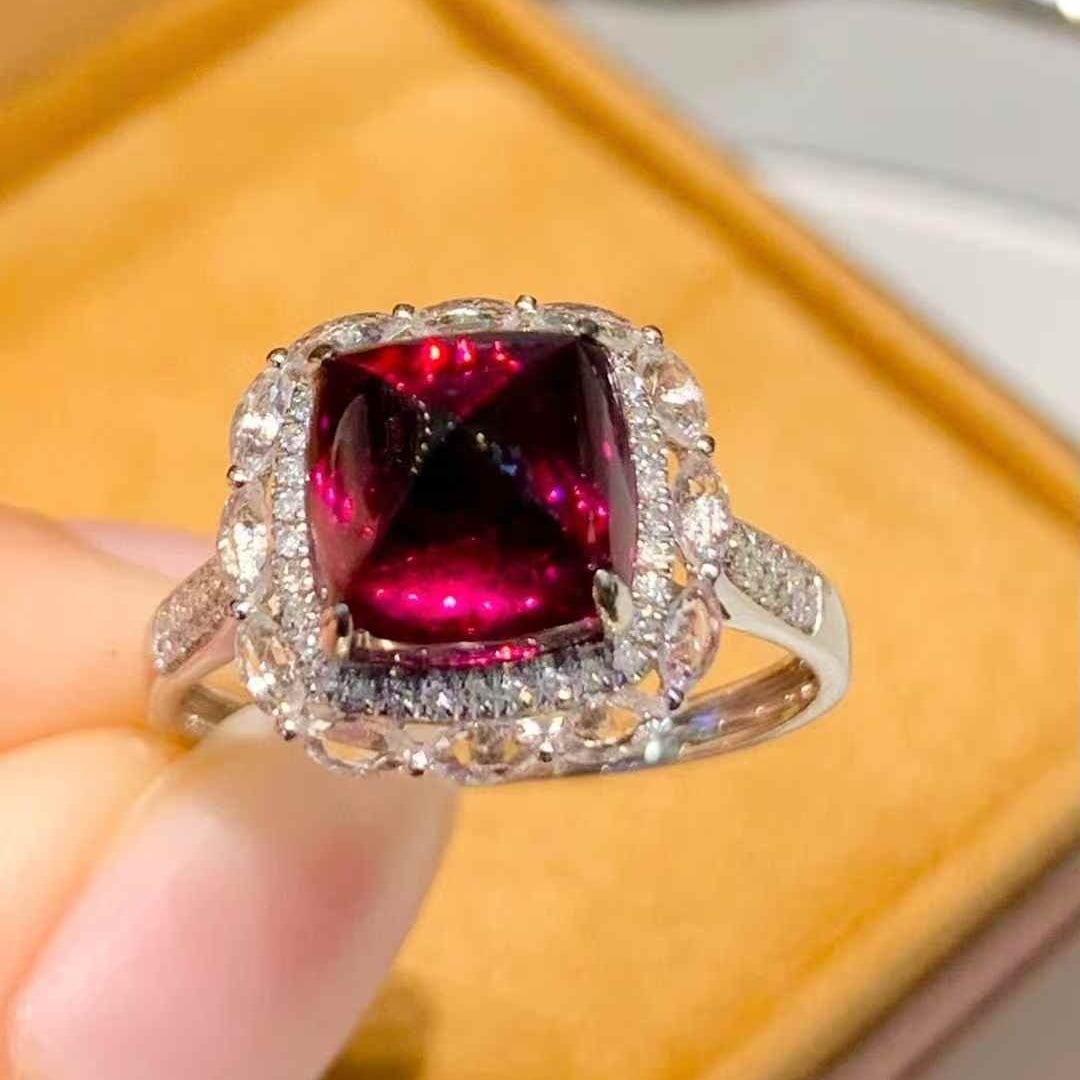 14k Gold 4.5 Ct Natural Tourmaline & Diamond & Sapphire Ring - 3