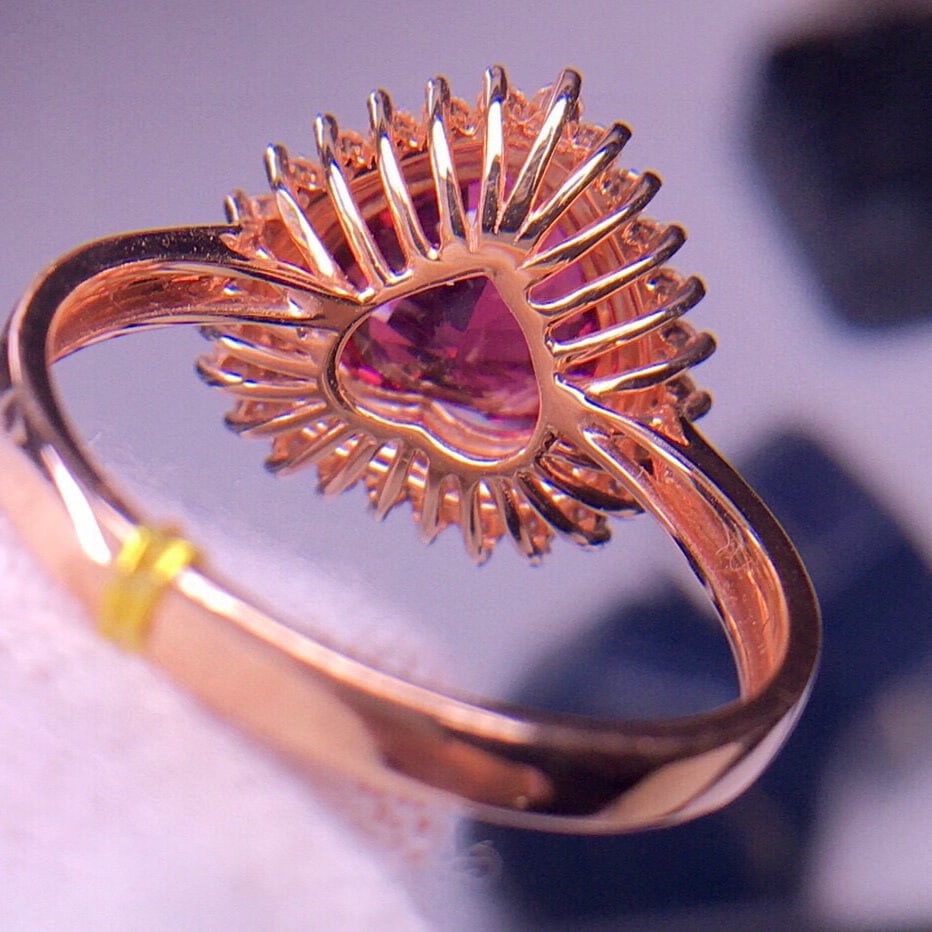 14k Gold 2.6 Ct Natural Tourmaline & Diamond Ring - 4