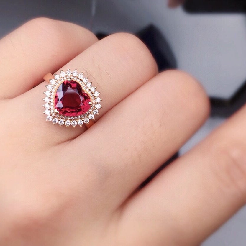 14k Gold 2.6 Ct Natural Tourmaline & Diamond Ring - 5