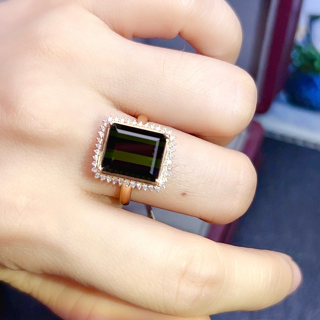 14k Gold 5.35 Ctw Natural Tourmaline & Diamond Ring - 6