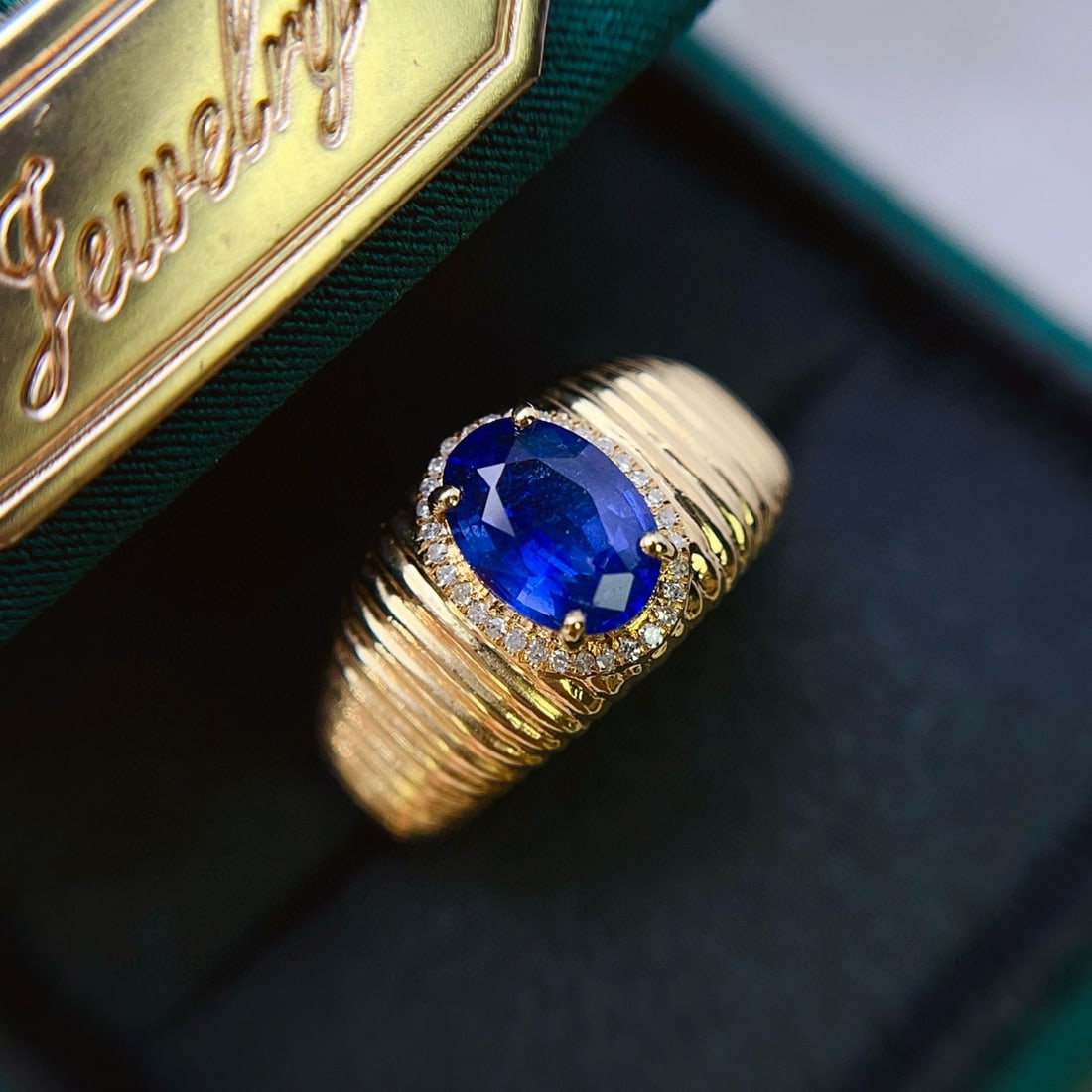 14k Gold 1.60 Ct Natural Sapphire & Diamond Ring - 2