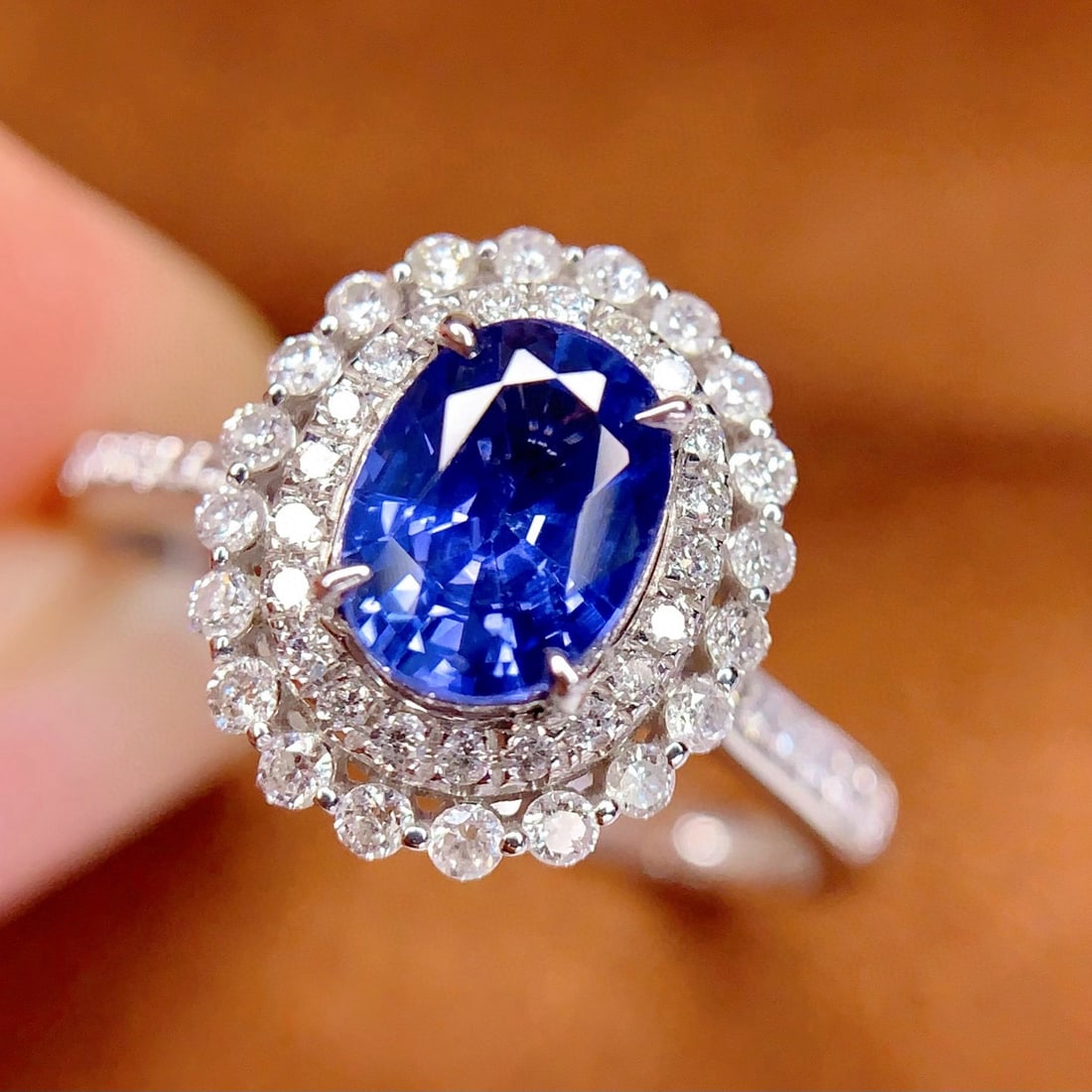 14k Gold 1.4 Ct Natural Sapphire & Diamond Ring/pendant( Without Chain ) - 2