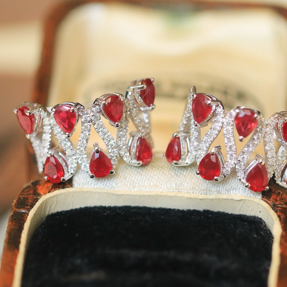 14k Gold 2.96 Ctw Natural Ruby & Diamond Earrings - 2