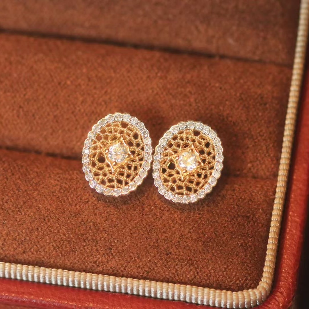 14k Gold 0.45 Ct Natural H Diamond Earrings - 2