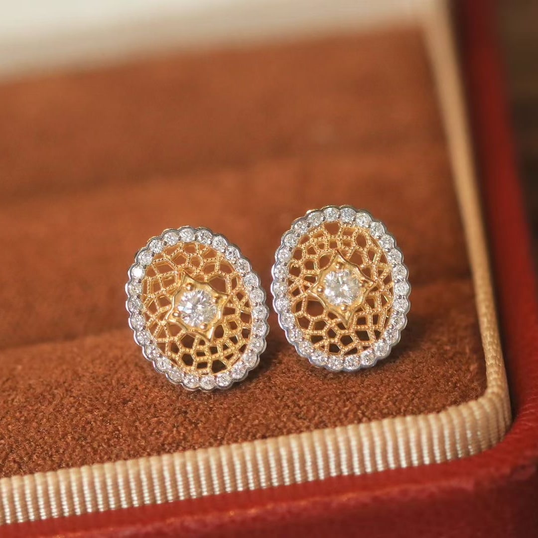 14k Gold 0.45 Ct Natural H Diamond Earrings - 3