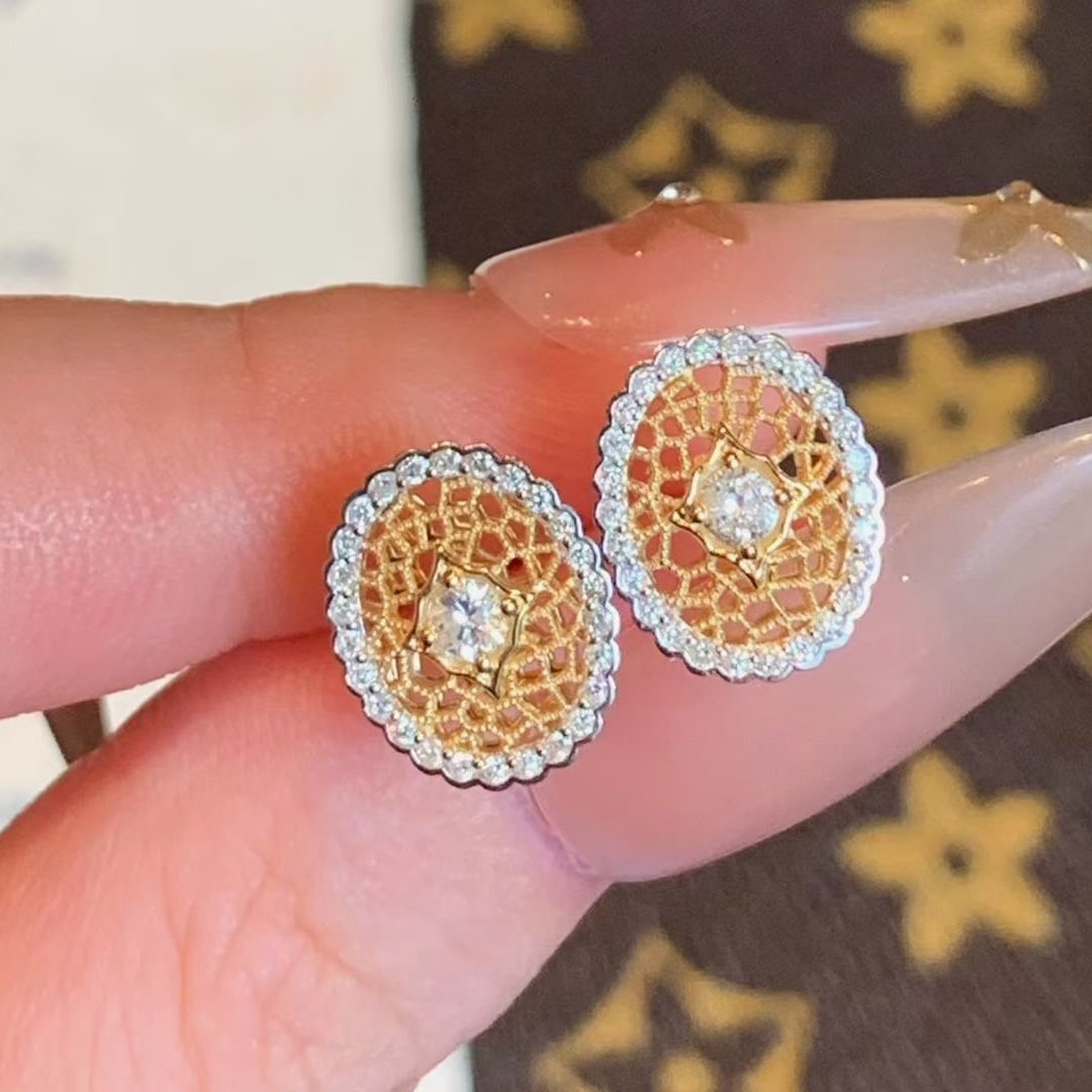 14k Gold 0.45 Ct Natural H Diamond Earrings - 5