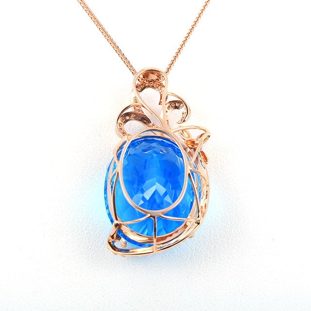 14k Gold 24.13 Ctw Natural Topaz & Diamond Pendant( Without Chain ) - 3