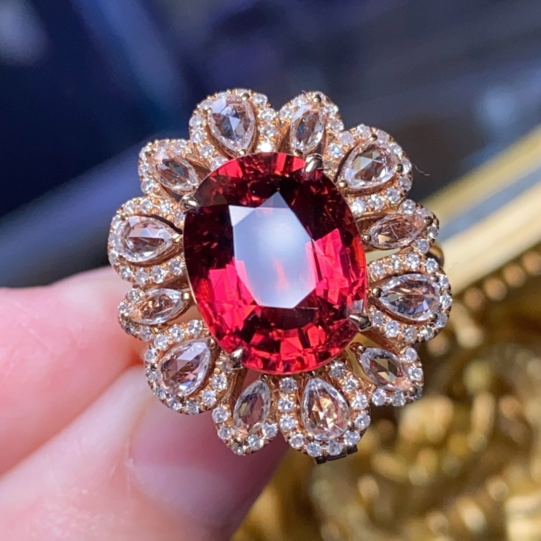 14k Gold 5.64 Ctw Natural Tourmaline & Diamond Ring/pendant( Without Chain ) - 3
