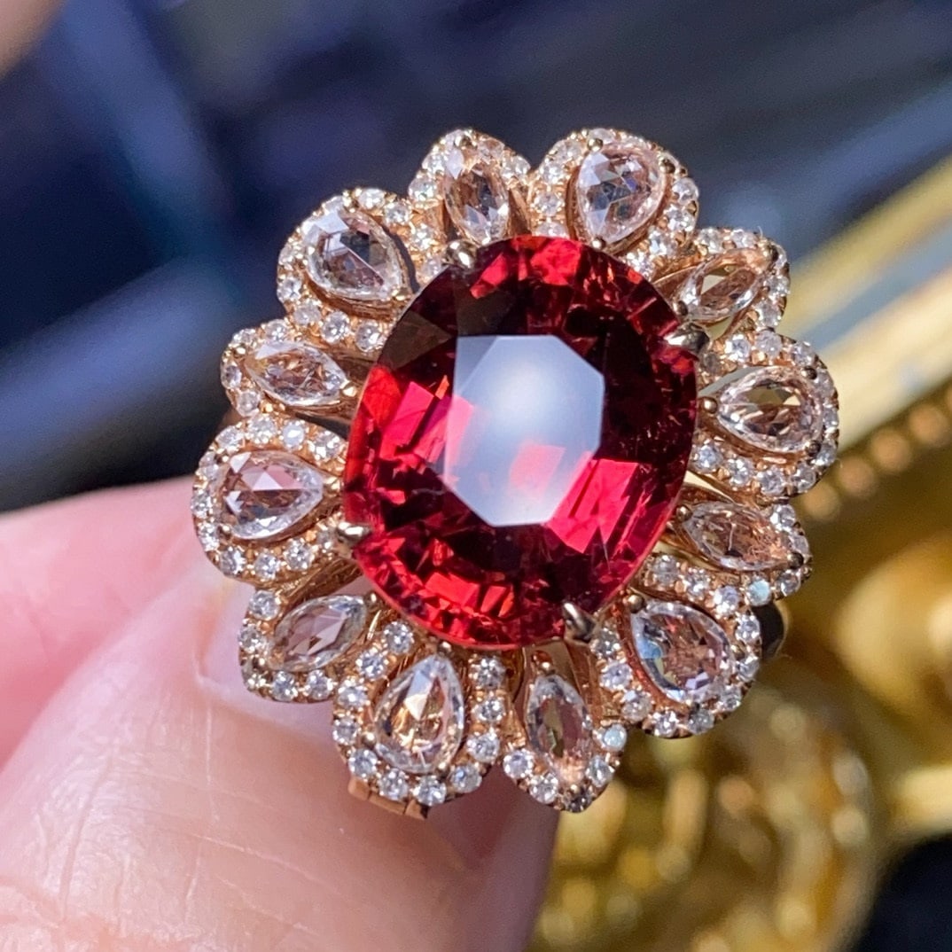 14k Gold 5.64 Ctw Natural Tourmaline & Diamond Ring/pendant( Without Chain ) - 4