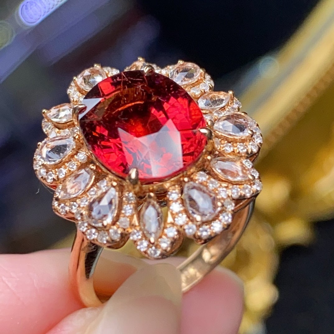14k Gold 5.64 Ctw Natural Tourmaline & Diamond Ring/pendant( Without Chain ) - 5