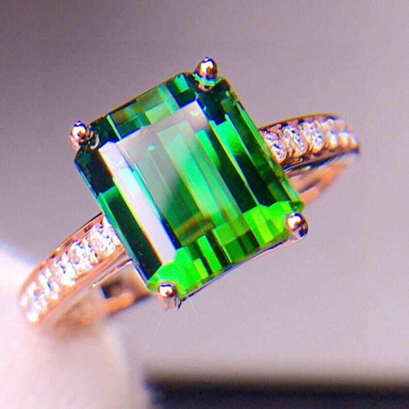 14k Gold 4.5 Ct Natural Tourmaline & Diamond Ring - 5
