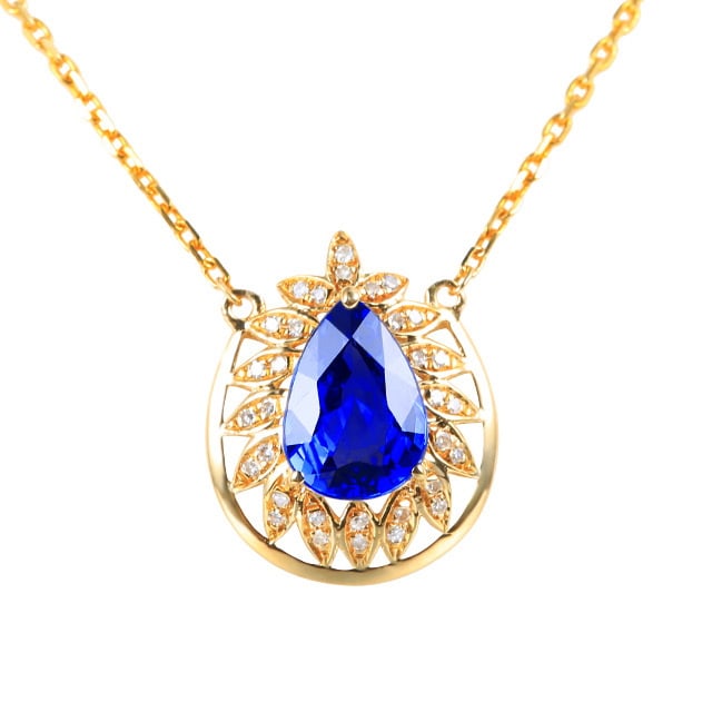 14k Gold 1.39 Ctw Natural Sapphire & Diamond Necklace - 5