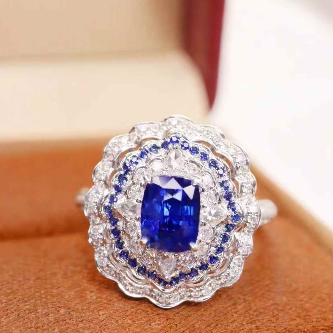 14k Gold 1.79 Ctw Natural Sapphire & Diamond Ring - 2
