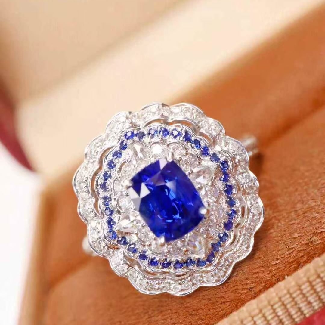 14k Gold 1.79 Ctw Natural Sapphire & Diamond Ring - 3