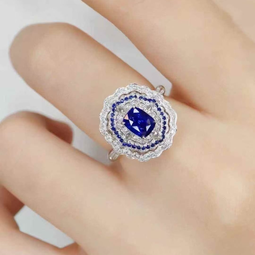 14k Gold 1.79 Ctw Natural Sapphire & Diamond Ring - 4