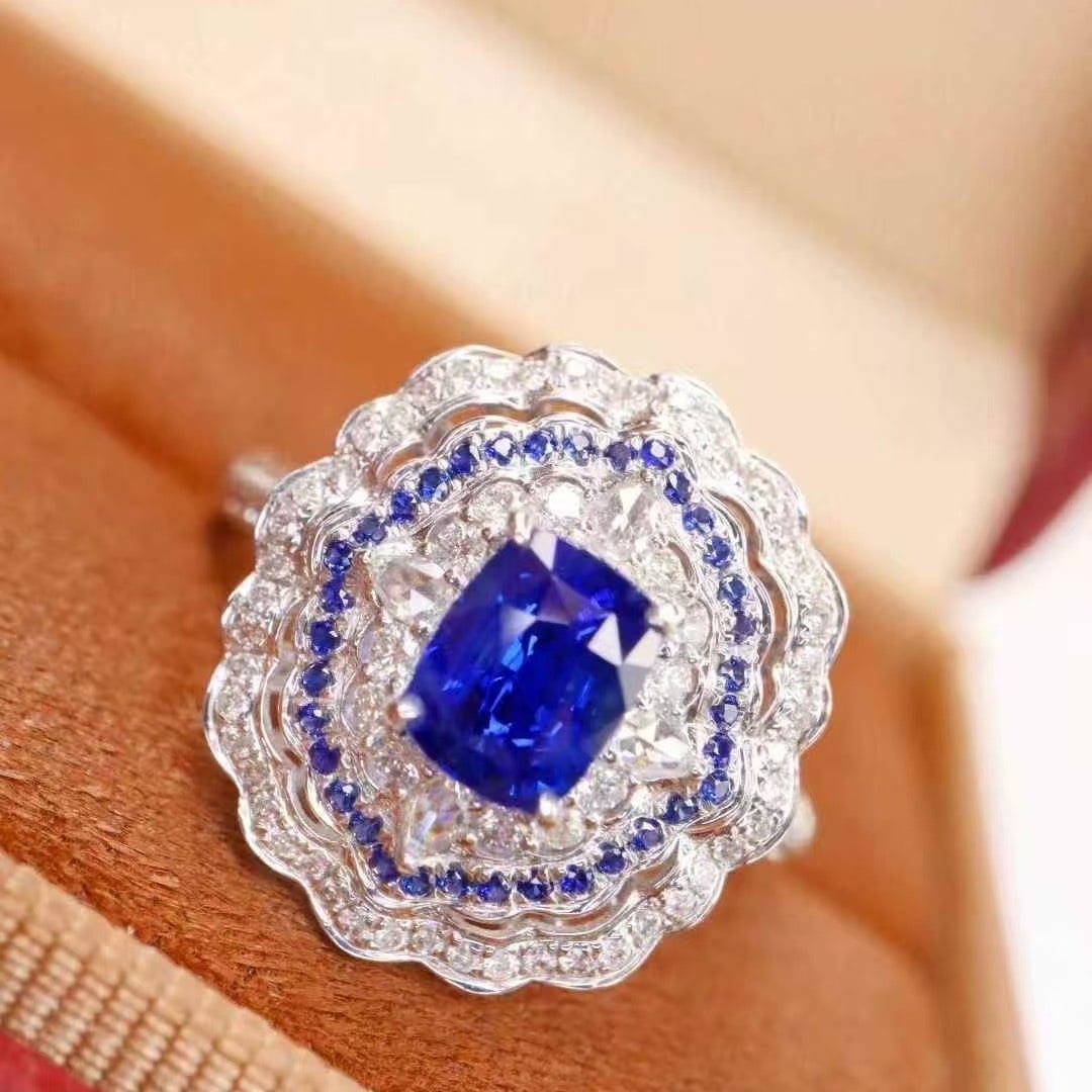14k Gold 1.79 Ctw Natural Sapphire & Diamond Ring - 5