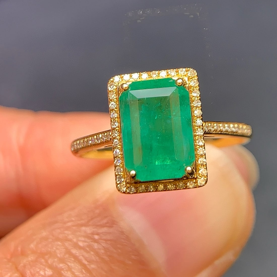 14k Gold 2.01 Ct Natural Emerald & Diamond Ring - 5