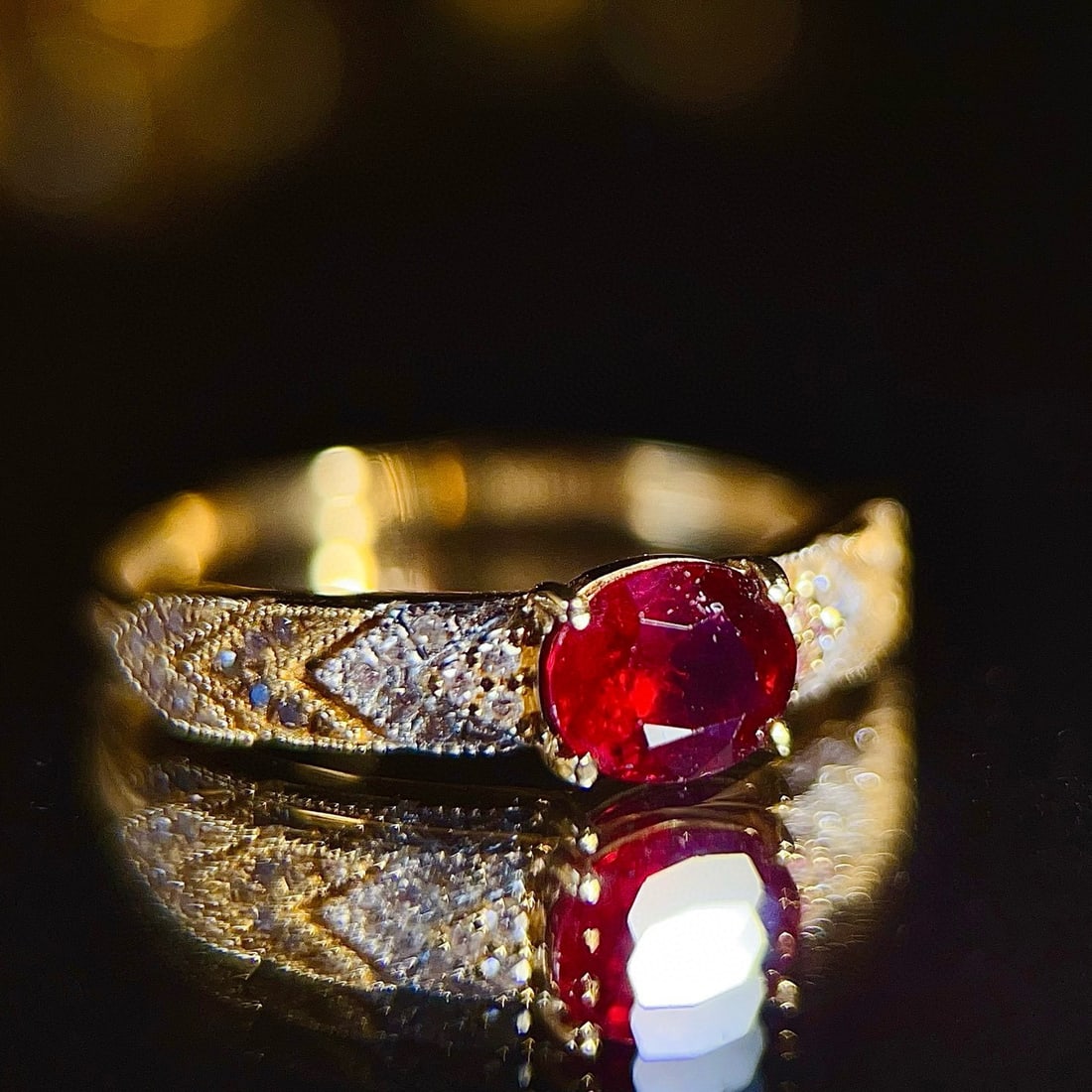 14k Gold 0.85 Ct Natural Ruby & Diamond Ring - 3