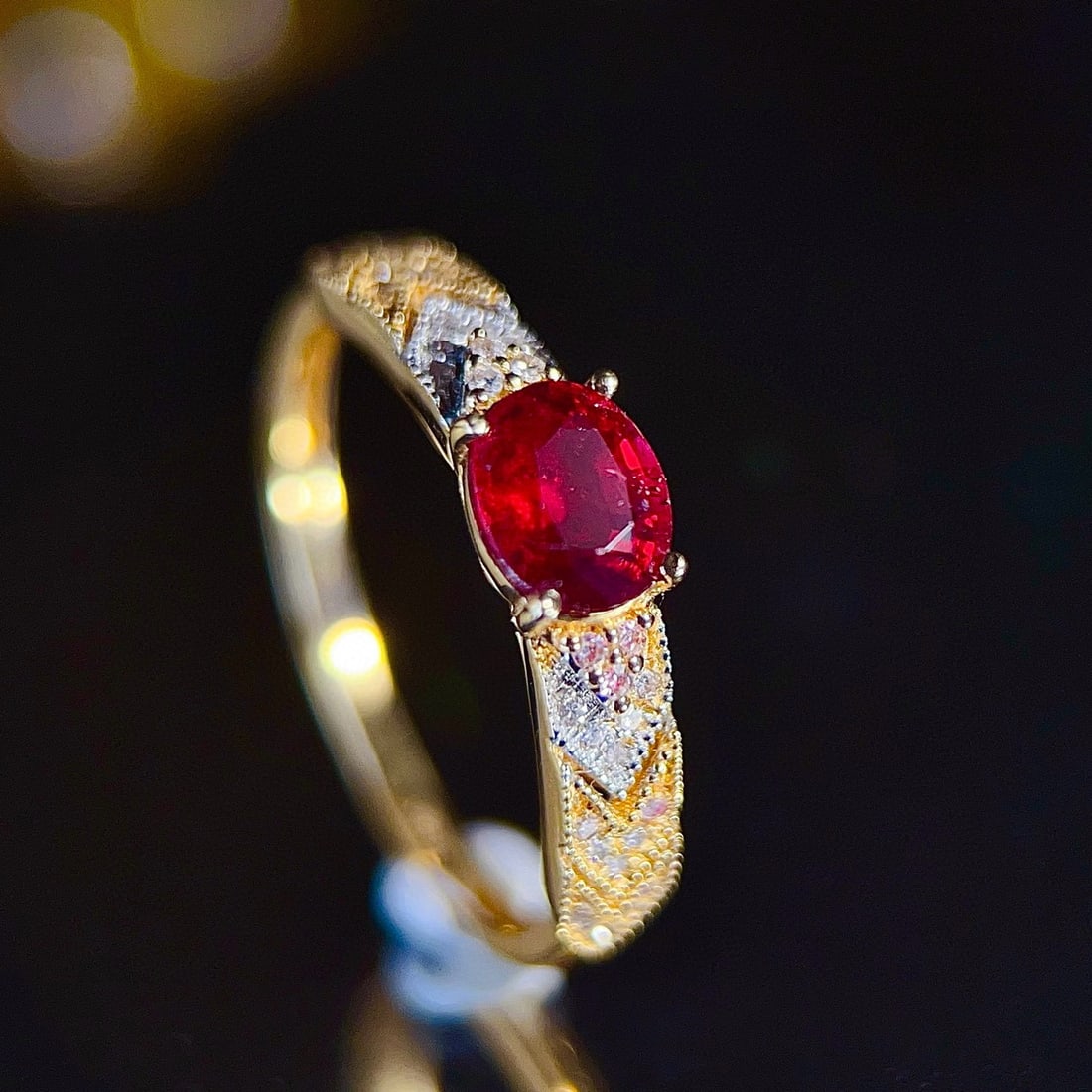 14k Gold 0.85 Ct Natural Ruby & Diamond Ring - 5