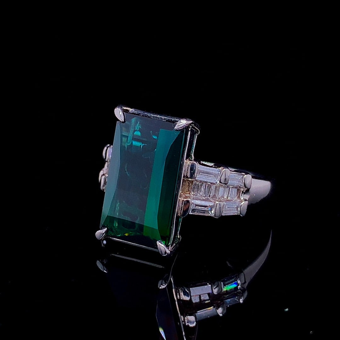 14k Gold 7.21 Ctw Natural Tourmaline & Diamond Ring - 2