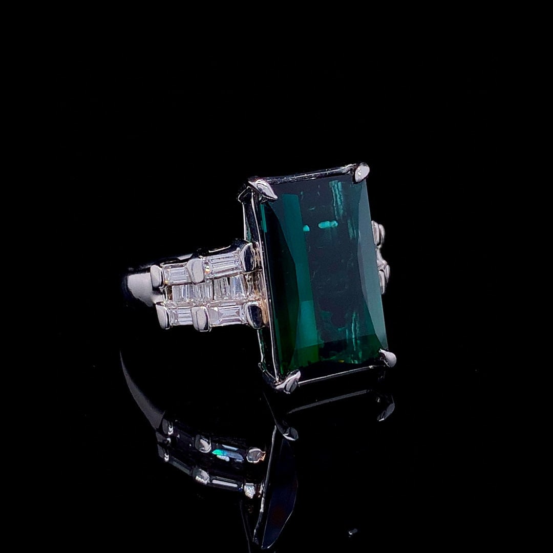 14k Gold 7.21 Ctw Natural Tourmaline & Diamond Ring - 3