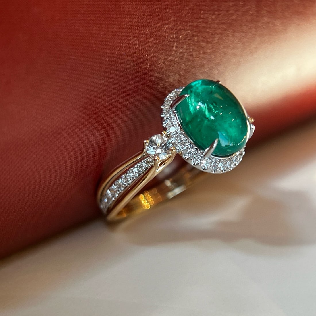 14k Gold 3.56 Ctw Natural Emerald & Diamond Ring - 2