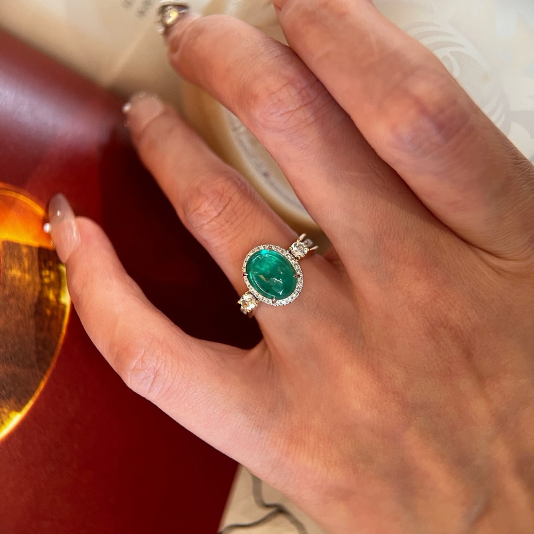 14k Gold 3.56 Ctw Natural Emerald & Diamond Ring - 4